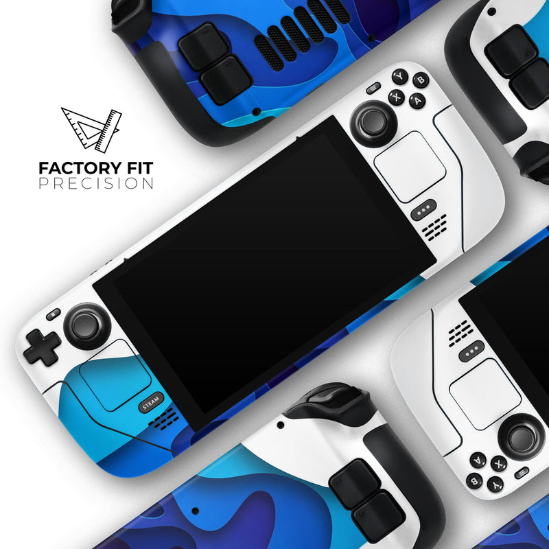 3D Blue Abstract Paper Cuts V2 // Full Body Skin Decal Wrap Kit for the Steam Deck handheld gaming computer