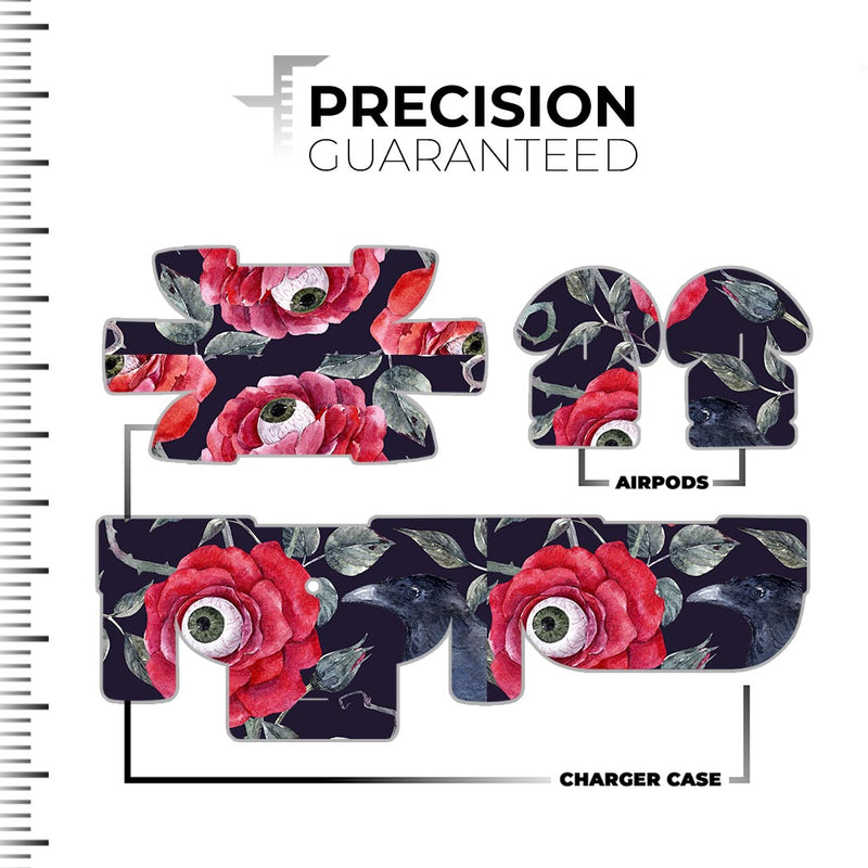 Abstract Roses with Eyes VARIANT - Full Body Skin Decal Wrap Kit for the Wireless Bluetooth Apple Airpods Pro, AirPods Gen 1 or Gen 2 with Wireless Charging