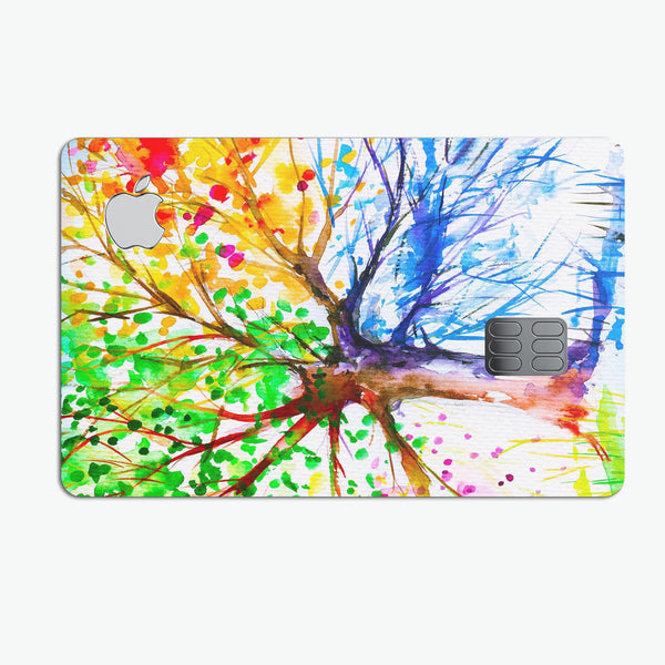 Abstract Colorful WaterColor Vivid Tree V3 - Premium Protective Decal Skin-Kit for the Apple Credit Card