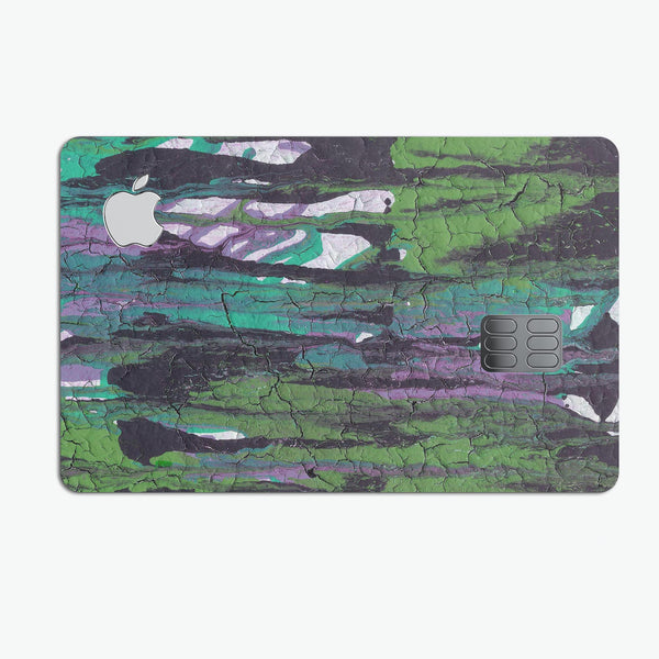 Abstract Cracked Green Paint Wall - Premium Protective Decal Skin-Kit for the Apple Credit Card