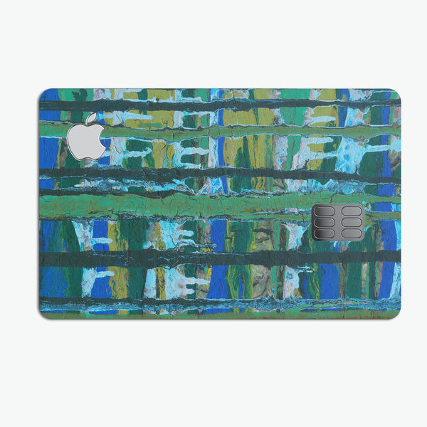 Abstract Green Plaid Paint Wall - Premium Protective Decal Skin-Kit for the Apple Credit Card