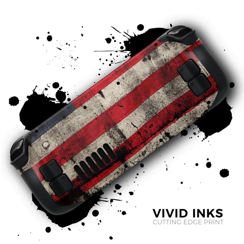 American Distressed Flag Panel // Full Body Skin Decal Wrap Kit for the Steam Deck handheld gaming computer