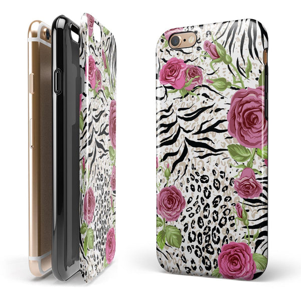 Animal Vibe Floral iPhone 6/6s or 6/6s Plus 2-Piece Hybrid INK-Fuzed Case