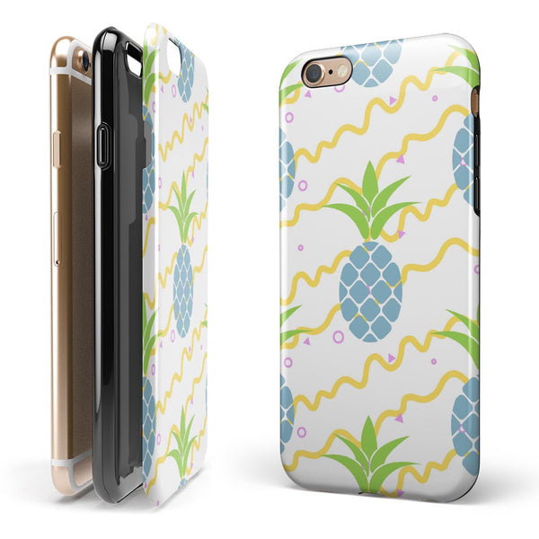 Animated Retro Pineapples iPhone 6/6s or 6/6s Plus 2-Piece Hybrid INK-Fuzed Case