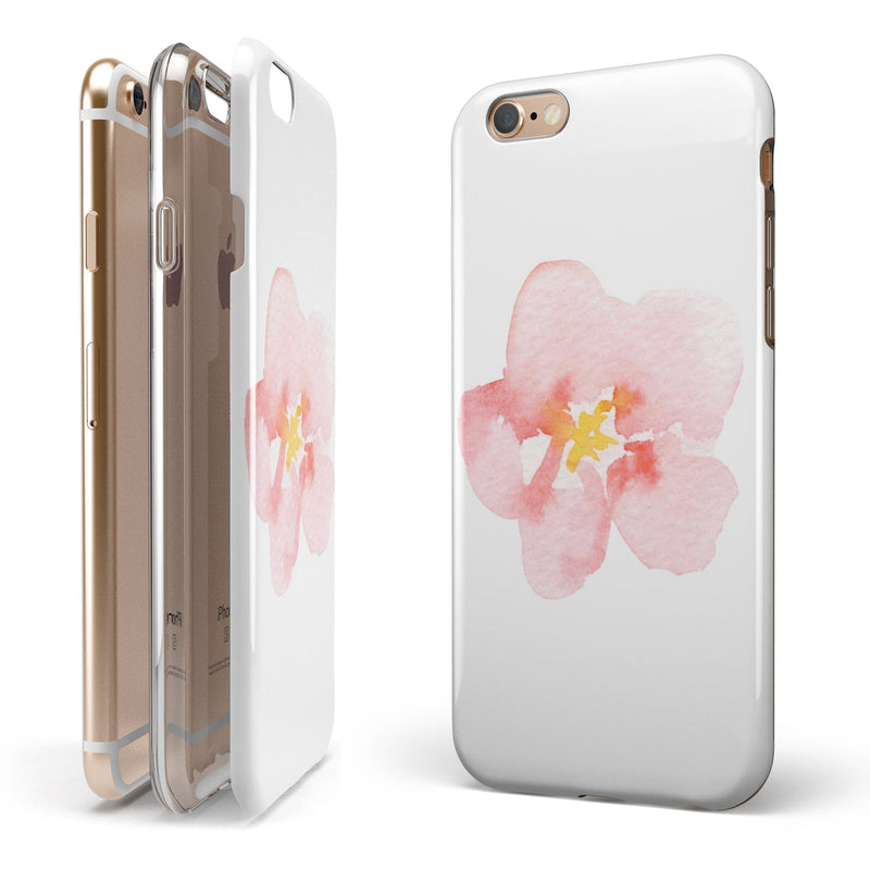 Apricot Watercolor Hibiscus iPhone 6/6s or 6/6s Plus 2-Piece Hybrid INK-Fuzed Case