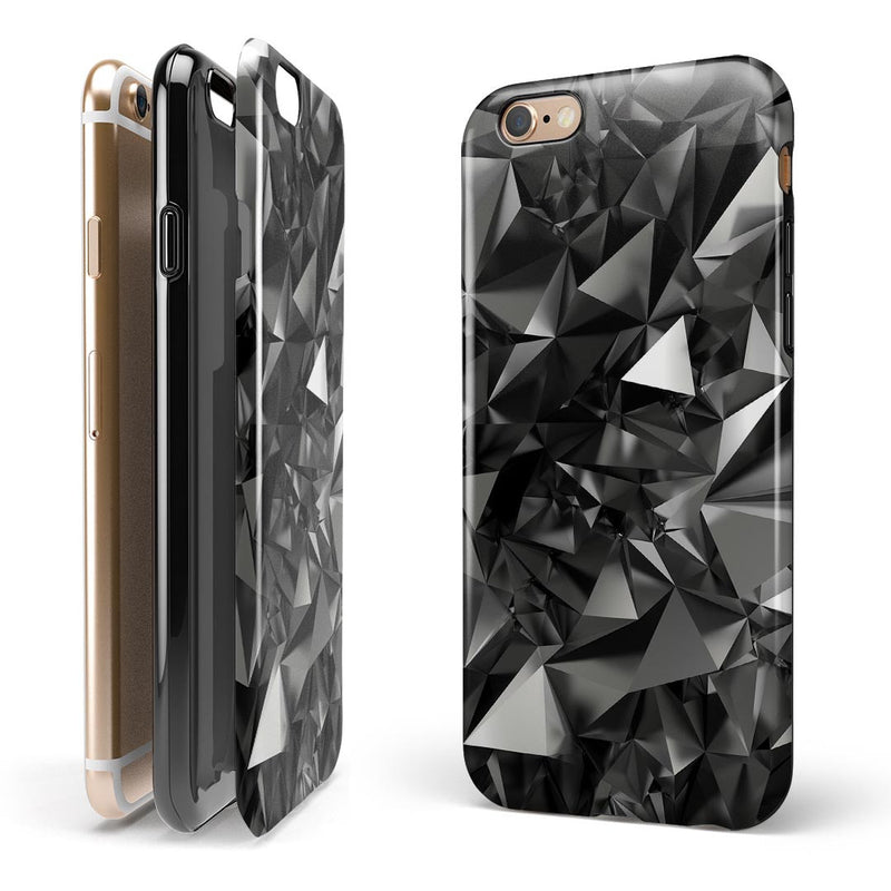 Black 3D Diamond Surface iPhone 6/6s or 6/6s Plus 2-Piece Hybrid INK-Fuzed Case