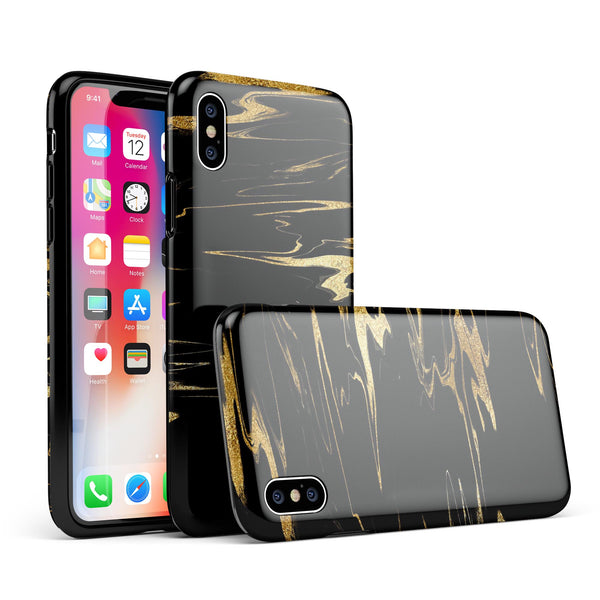 Black & Gold Marble Swirl V2 - iPhone X Swappable Hybrid Case