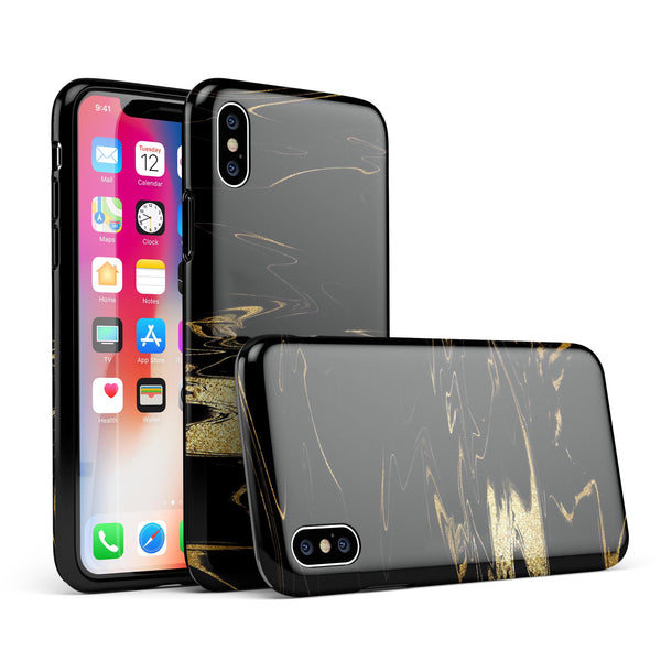 Black & Gold Marble Swirl V9 - iPhone X Swappable Hybrid Case