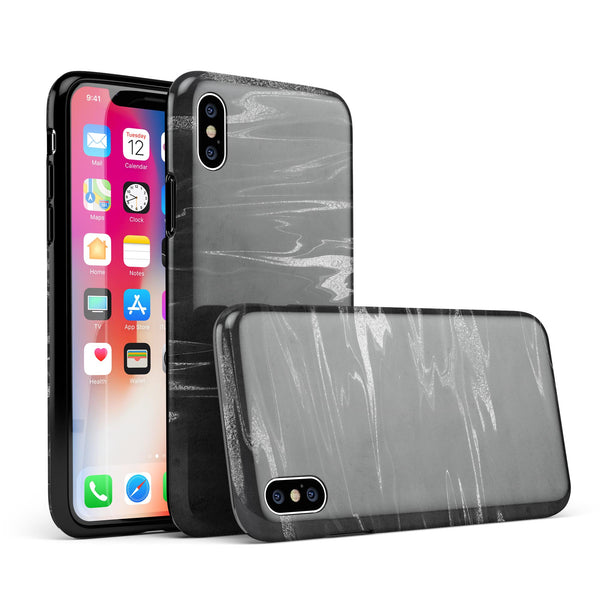 Black & Silver Marble Swirl V2 - iPhone X Swappable Hybrid Case
