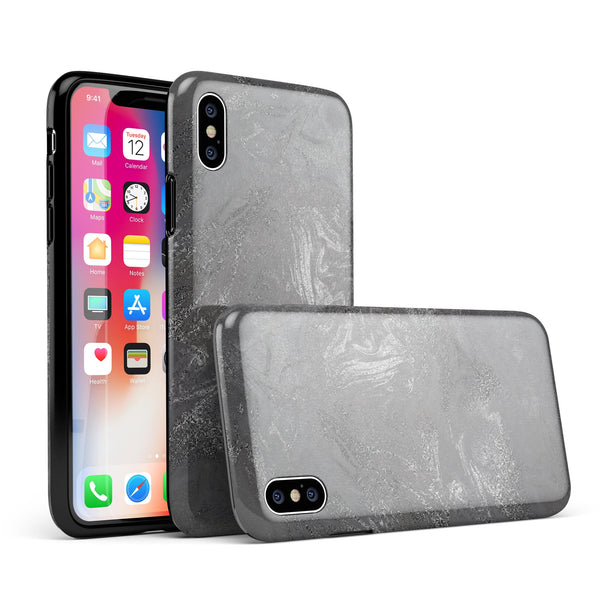 Black & Silver Marble Swirl V5 - iPhone X Swappable Hybrid Case