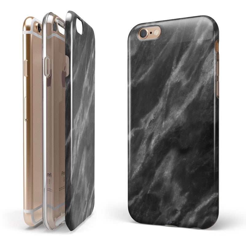 Black and Chalky White Marble iPhone 6/6s or 6/6s Plus 2-Piece Hybrid INK-Fuzed Case