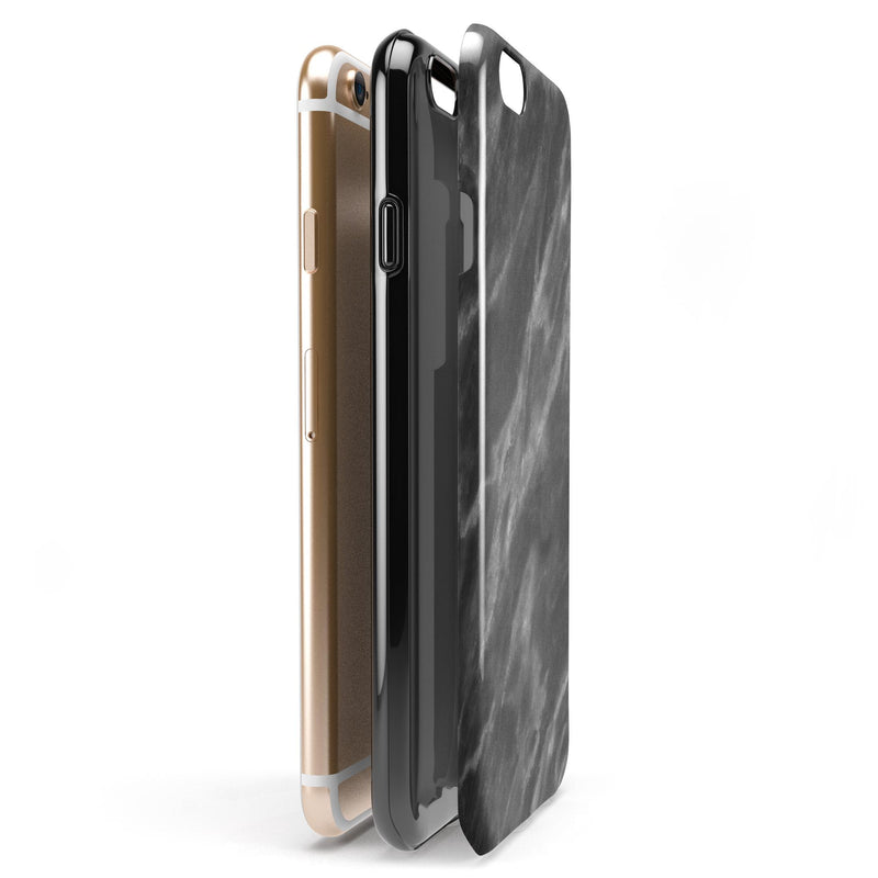Black and Chalky White Marble iPhone 6/6s or 6/6s Plus 2-Piece Hybrid INK-Fuzed Case
