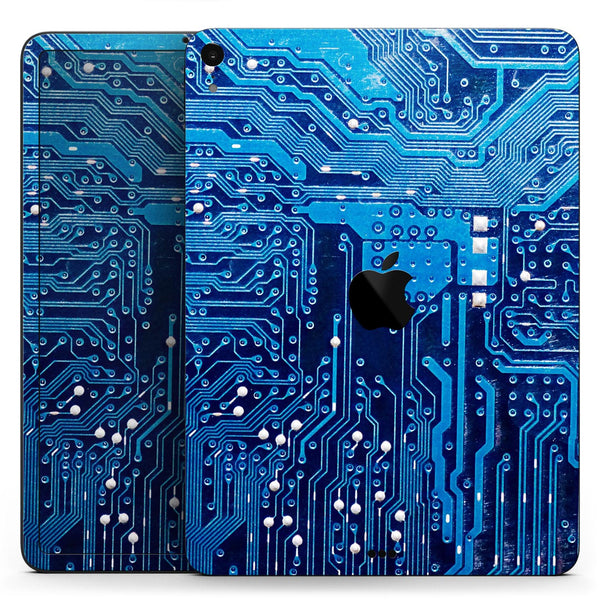 Blue Circuit Board V1 - Full Body Skin Decal for the Apple iPad Pro 12.9", 11", 10.5", 9.7", Air or Mini (All Models Available)