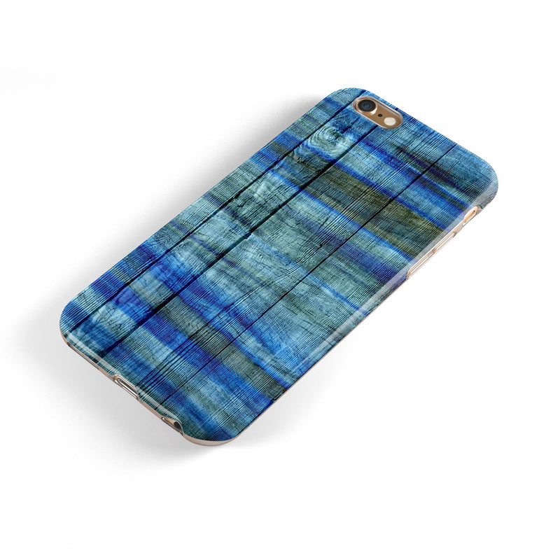 Blue and Green Tye-Dyed Wood iPhone 6/6s or 6/6s Plus 2-Piece Hybrid INK-Fuzed Case