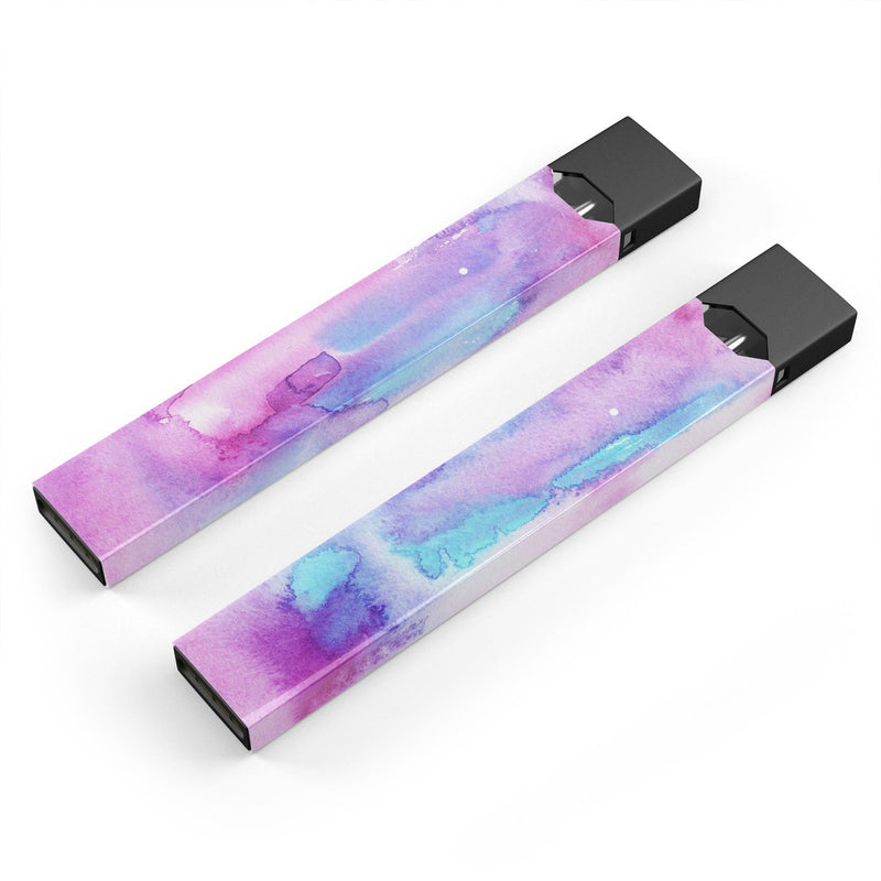 Blue and Pinkish Absorbed Watercolor Texture - Premium Decal Protective Skin-Wrap Sticker compatible with the Juul Labs vaping device