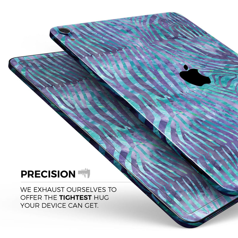 Blue and Purple Watercolor Zebra Pattern - Full Body Skin Decal for the Apple iPad Pro 12.9", 11", 10.5", 9.7", Air or Mini (All Models Available)