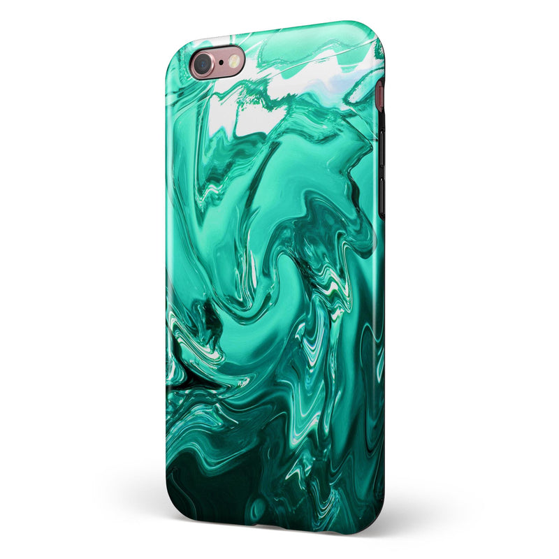 Bright Trendy Green Color Swirled iPhone 6/6s or 6/6s Plus 2-Piece Hybrid INK-Fuzed Case
