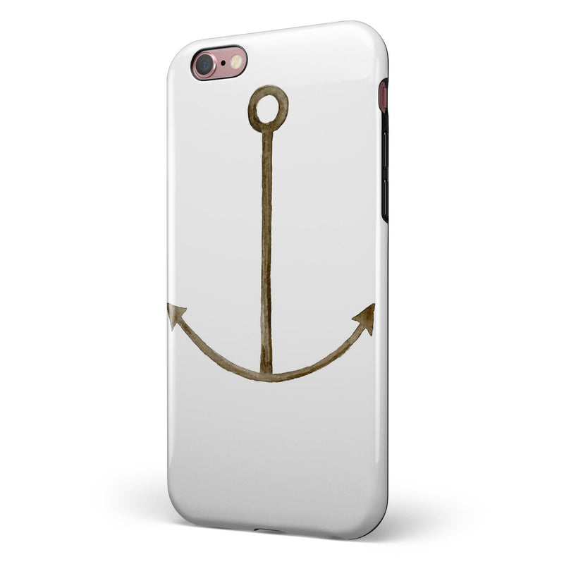 Brown Rusted Watercolored Anchor iPhone 6/6s or 6/6s Plus 2-Piece Hybrid INK-Fuzed Case