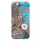Brown Surface with Blue and White Whymsical Floral Pattern iPhone 6/6s or 6/6s Plus 2-Piece Hybrid INK-Fuzed Case