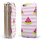 Cartoon Watermelon Over Pink Stripes iPhone 6/6s or 6/6s Plus 2-Piece Hybrid INK-Fuzed Case
