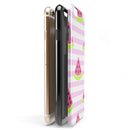 Cartoon Watermelon Over Pink Stripes iPhone 6/6s or 6/6s Plus 2-Piece Hybrid INK-Fuzed Case
