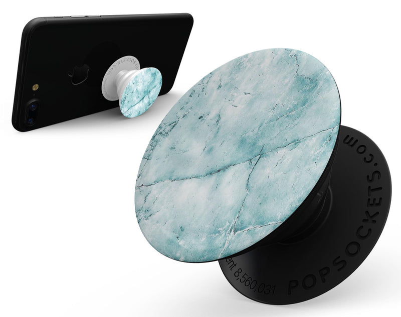 Cracked Turquise Marble Surface - Skin Kit for PopSockets and other Smartphone Extendable Grips & Stands