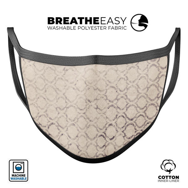 Faded Brown and Tan Oval Pattern - Made in USA Mouth Cover Unisex Anti-Dust Cotton Blend Reusable & Washable Face Mask with Adjustable Sizing for Adult or Child