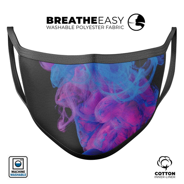 Glowing Pink and Blue CloudSwirl - Made in USA Mouth Cover Unisex Anti-Dust Cotton Blend Reusable & Washable Face Mask with Adjustable Sizing for Adult or Child