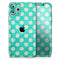 Grungy Teal and White Polka Dots - Skin-Kit compatible with the Apple iPhone 13, 13 Pro Max, 13 Mini, 13 Pro, iPhone 12, iPhone 11 (All iPhones Available)