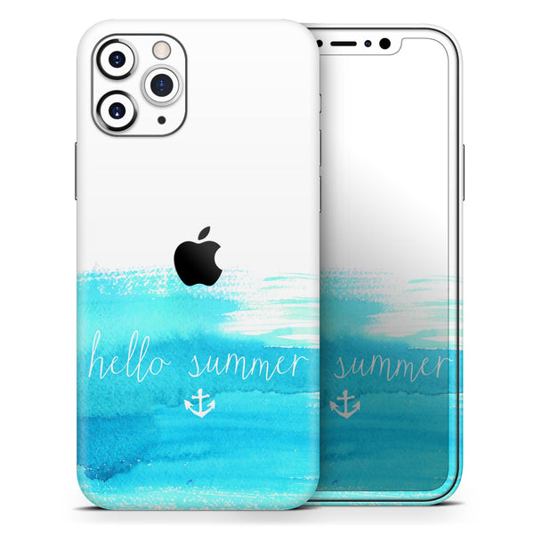 Hello Summer Blue Watercolor Anchor V2 - Skin-Kit compatible with the Apple iPhone 13, 13 Pro Max, 13 Mini, 13 Pro, iPhone 12, iPhone 11 (All iPhones Available)