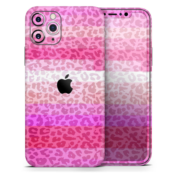 Hot Pink Striped Cheetah Print - Skin-Kit compatible with the Apple iPhone 13, 13 Pro Max, 13 Mini, 13 Pro, iPhone 12, iPhone 11 (All iPhones Available)