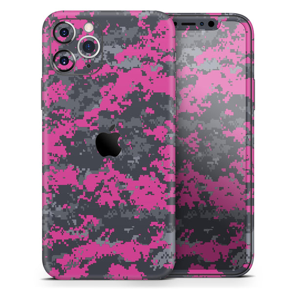 Hot Pink and Gray Digital Camouflage - Skin-Kit compatible with the Apple iPhone 13, 13 Pro Max, 13 Mini, 13 Pro, iPhone 12, iPhone 11 (All iPhones Available)