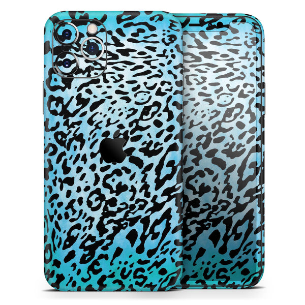 Hot Teal Cheetah Animal Print - Skin-Kit compatible with the Apple iPhone 13, 13 Pro Max, 13 Mini, 13 Pro, iPhone 12, iPhone 11 (All iPhones Available)