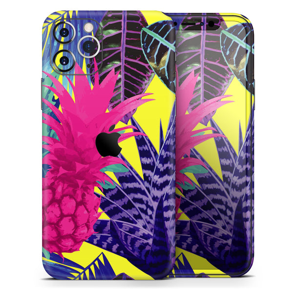 Hype Flourescent Summer Pineapple Pattern - Skin-Kit compatible with the Apple iPhone 13, 13 Pro Max, 13 Mini, 13 Pro, iPhone 12, iPhone 11 (All iPhones Available)