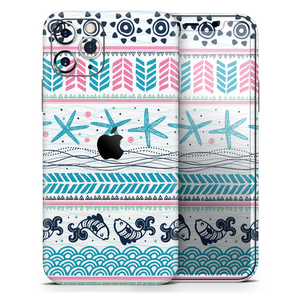 Jumping Fish Repeating Pattern - Skin-Kit compatible with the Apple iPhone 13, 13 Pro Max, 13 Mini, 13 Pro, iPhone 12, iPhone 11 (All iPhones Available)