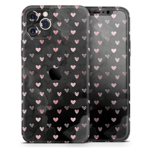 Karamfila Marble & Rose Gold Hearts v11 - Skin-Kit compatible with the Apple iPhone 13, 13 Pro Max, 13 Mini, 13 Pro, iPhone 12, iPhone 11 (All iPhones Available)