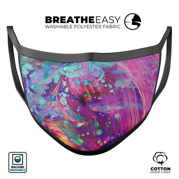 Liquid Abstract Paint Remix V41 - Made in USA Mouth Cover Unisex Anti-Dust Cotton Blend Reusable & Washable Face Mask with Adjustable Sizing for Adult or Child