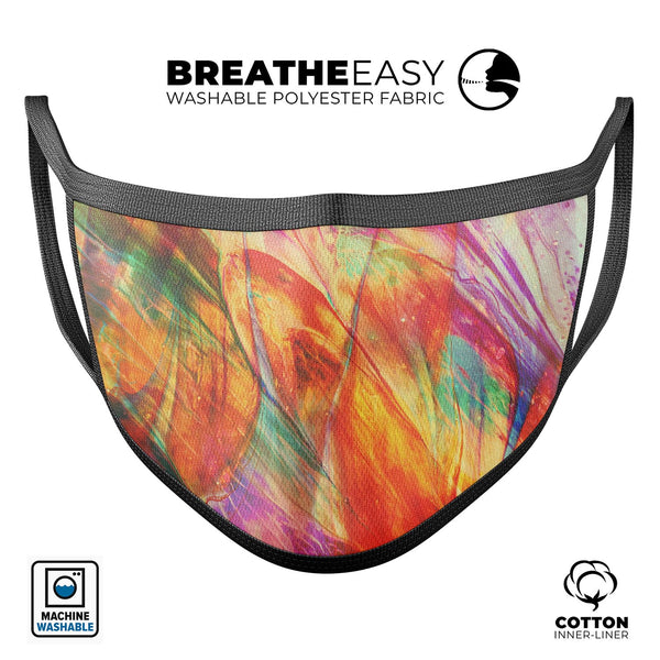 Liquid Abstract Paint Remix V72 - Made in USA Mouth Cover Unisex Anti-Dust Cotton Blend Reusable & Washable Face Mask with Adjustable Sizing for Adult or Child