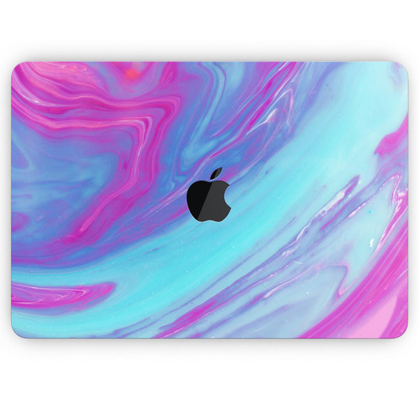 Marbleized Pink Ocean Blue v32 - Skin Decal Wrap Kit Compatible with the Apple MacBook Pro, Pro with Touch Bar or Air (11", 12", 13", 15" & 16" - All Versions Available)