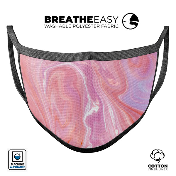 Marbleized Pink Paradise - Made in USA Mouth Cover Unisex Anti-Dust Cotton Blend Reusable & Washable Face Mask with Adjustable Sizing for Adult or Child
