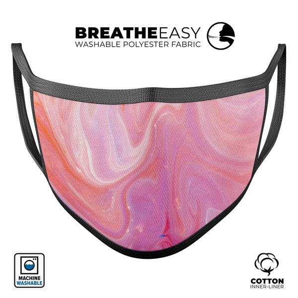 Marbleized Pink Paradise V2 - Made in USA Mouth Cover Unisex Anti-Dust Cotton Blend Reusable & Washable Face Mask with Adjustable Sizing for Adult or Child
