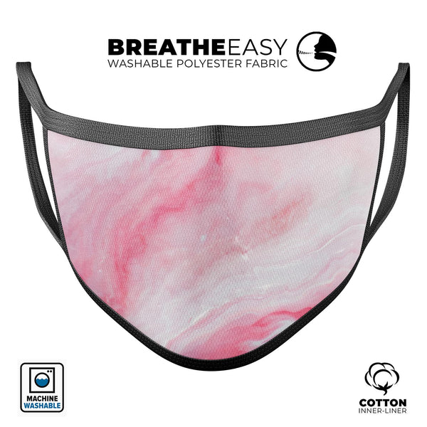 Marbleized Pink Paradise V6 - Made in USA Mouth Cover Unisex Anti-Dust Cotton Blend Reusable & Washable Face Mask with Adjustable Sizing for Adult or Child