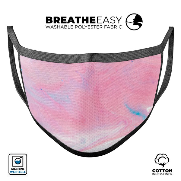 Marbleized Pink Paradise V7 - Made in USA Mouth Cover Unisex Anti-Dust Cotton Blend Reusable & Washable Face Mask with Adjustable Sizing for Adult or Child