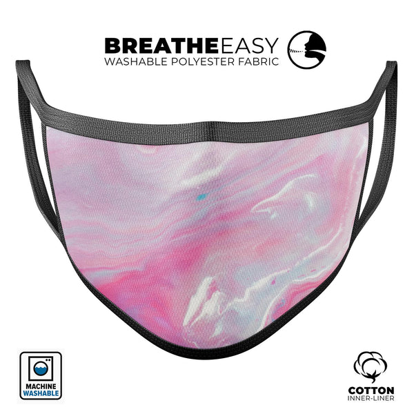Marbleized Pink Paradise V8 - Made in USA Mouth Cover Unisex Anti-Dust Cotton Blend Reusable & Washable Face Mask with Adjustable Sizing for Adult or Child
