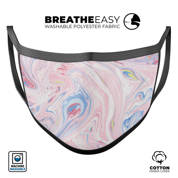 Marbleized Pink and Blue Swirl V2123 - Made in USA Mouth Cover Unisex Anti-Dust Cotton Blend Reusable & Washable Face Mask with Adjustable Sizing for Adult or Child