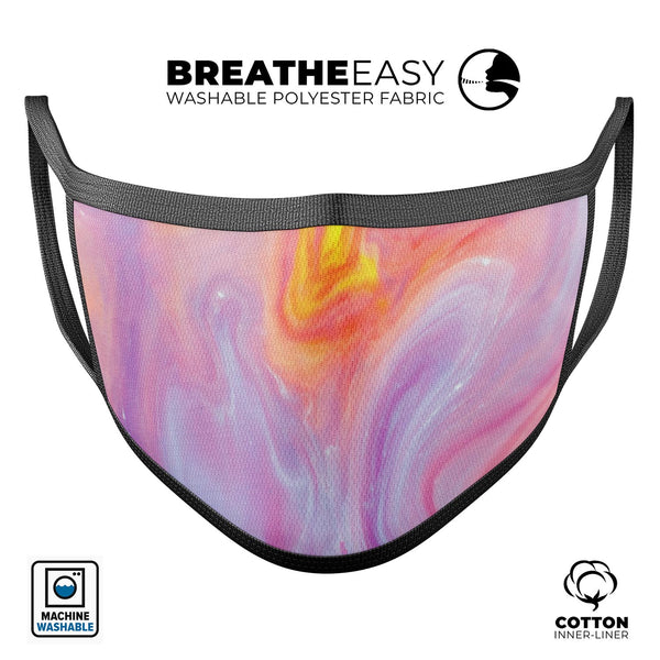 Marbleized Pink and Purple Paradise V2 - Made in USA Mouth Cover Unisex Anti-Dust Cotton Blend Reusable & Washable Face Mask with Adjustable Sizing for Adult or Child