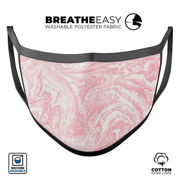 Marbleized Pink v3 - Made in USA Mouth Cover Unisex Anti-Dust Cotton Blend Reusable & Washable Face Mask with Adjustable Sizing for Adult or Child