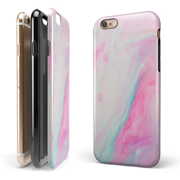 Marbleized Soft Pink iPhone 6/6s or 6/6s Plus 2-Piece Hybrid INK-Fuzed Case