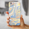 Marbleized Swirling Blue and Gold iPhone 6/6s or 6/6s Plus 2-Piece Hybrid INK-Fuzed Case