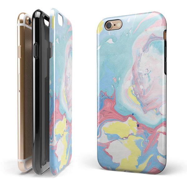 Marbleized Swirling Cotton Candy iPhone 6/6s or 6/6s Plus 2-Piece Hybrid INK-Fuzed Case